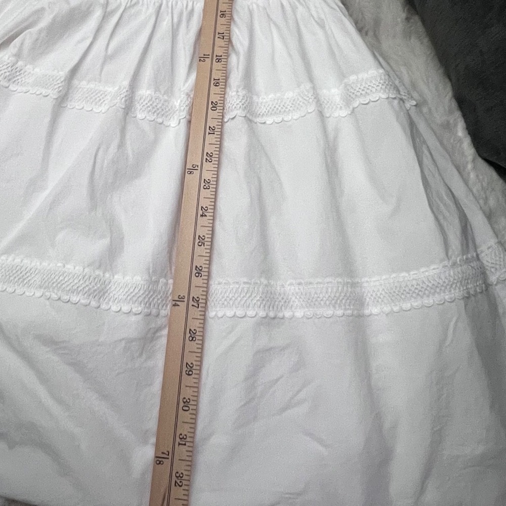 Endless Rose Anthropologie White Ruffle Sleeve Dress Trim V-Neck Garden Party L - Picture 5 of 13